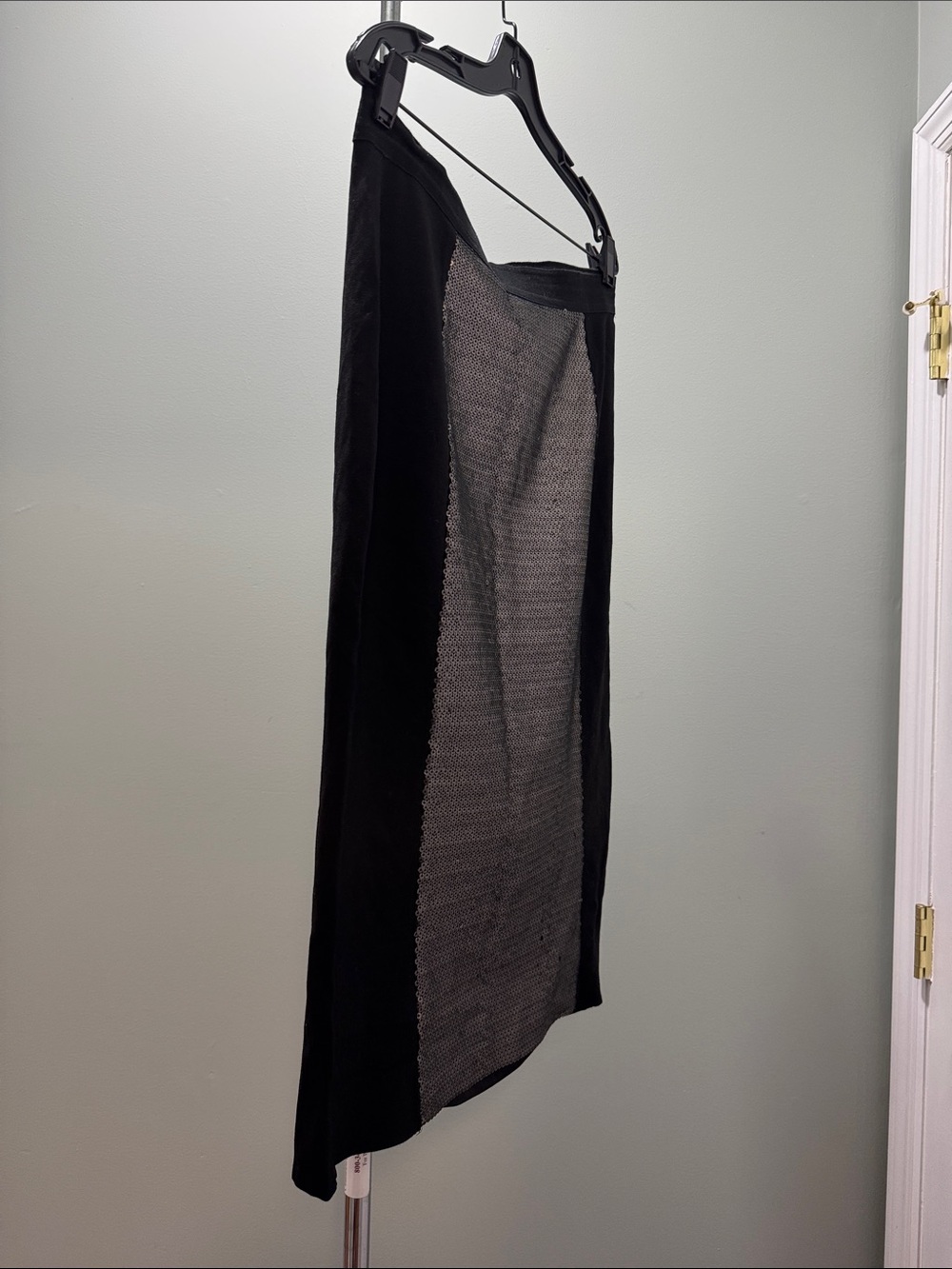 Elie Tahari Black Panel Midi Skirt with Textured Center